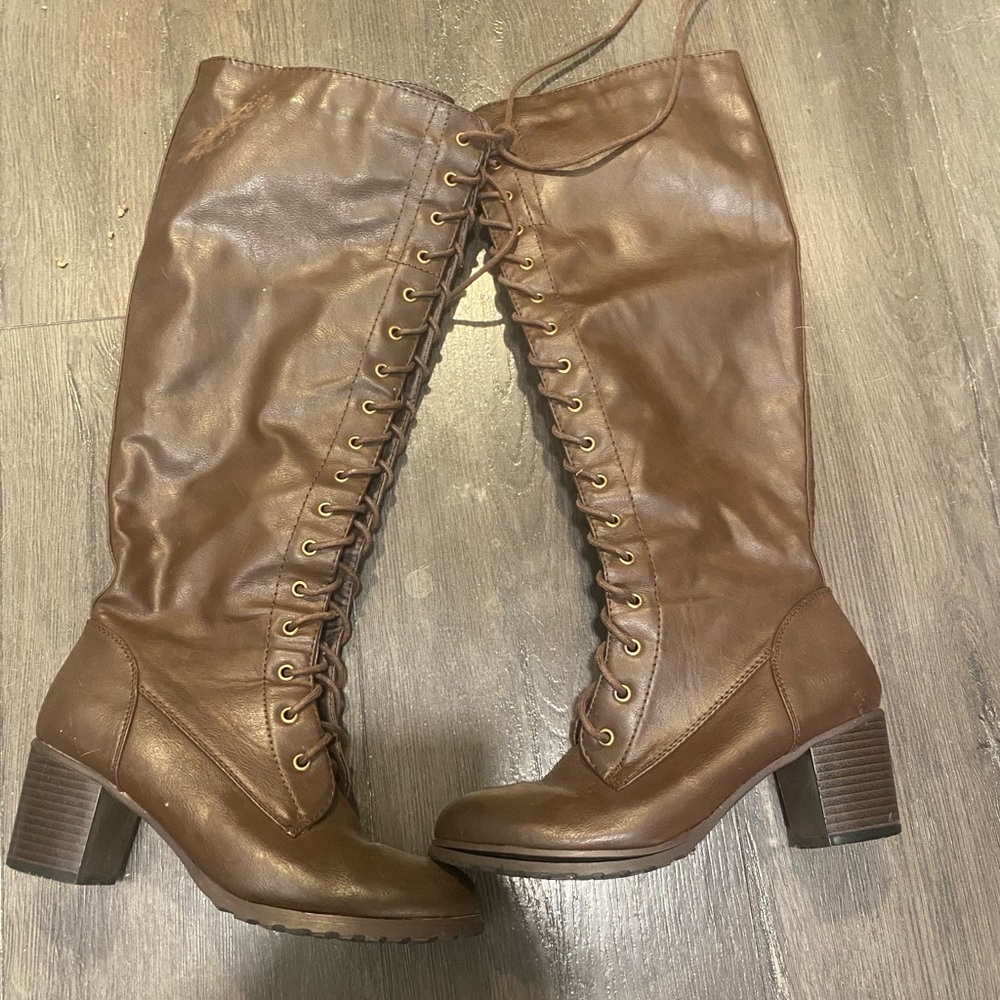Forever 21 brown tall Combat boots